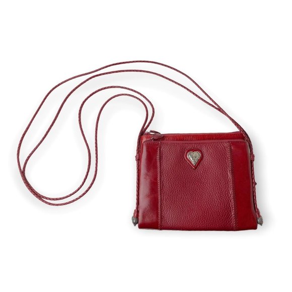 Brighton Red Leather Small Crossbody Bag with Braided Straps - Picture 1 of 11